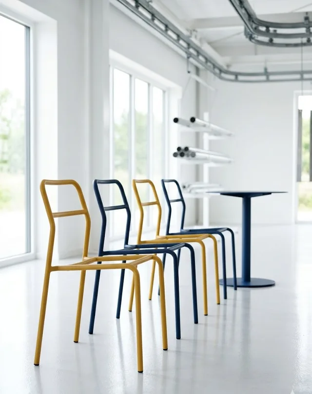 Powder-coated metal furniture frames