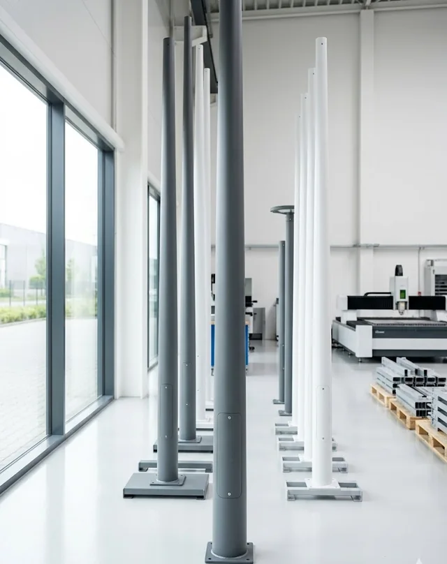 Coated lighting poles and profiles